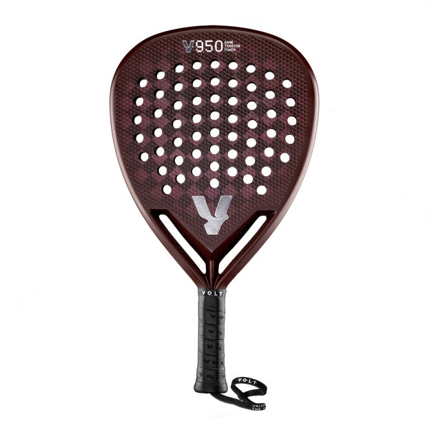 Volt V950 Padel Racket featuring oversized sweet spot, dynamic holes system, and black Eva core for enhanced power and control.